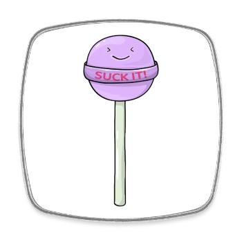 Sucette mignonne avec un dessin animé drôle - Magnet carré - blanc - Devant