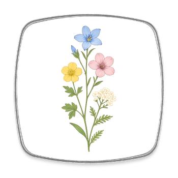 Watercolor Wildflower Trio - Square fridge magnet - white - Front