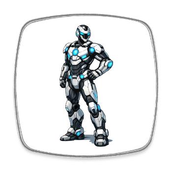 Robot - Square fridge magnet - white - Front