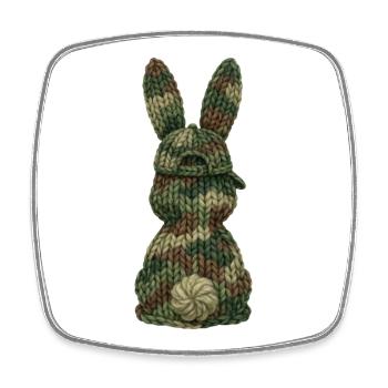 Hase von hinten Cap Tarnfarben Kappe Camouflage - Viereckiger Kühlschrankmagnet - Weiß - Vorne