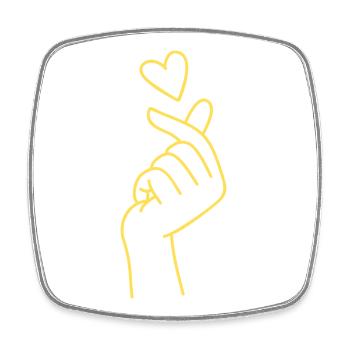 Golden Heart Hand Sign - Square fridge magnet - white - Front