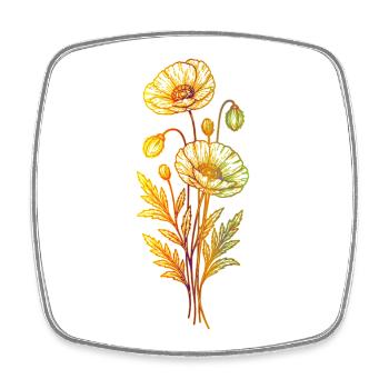 Style minimaliste d’art en ligne de coquelicot - Magnet carré - blanc - Devant