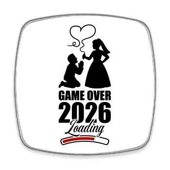 Game Over 2026 Hochzeit - Viereckiger Kühlschrankmagnet - Weiß - Vorne