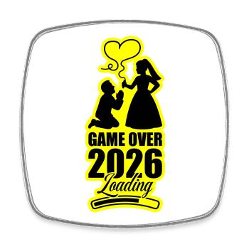 Game Over 2026 Hochzeit - Viereckiger Kühlschrankmagnet - Weiß - Vorne