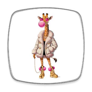 Cool giraffe with bubblegum street style animal motif - Square fridge magnet - white - Front