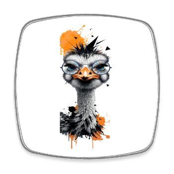Funny Bouquet With Glasses Colorful Comic Bird With - Square fridge magnet - white - Front