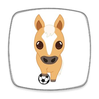 Dessin animé du cheval de football - Magnet carré - blanc - Devant