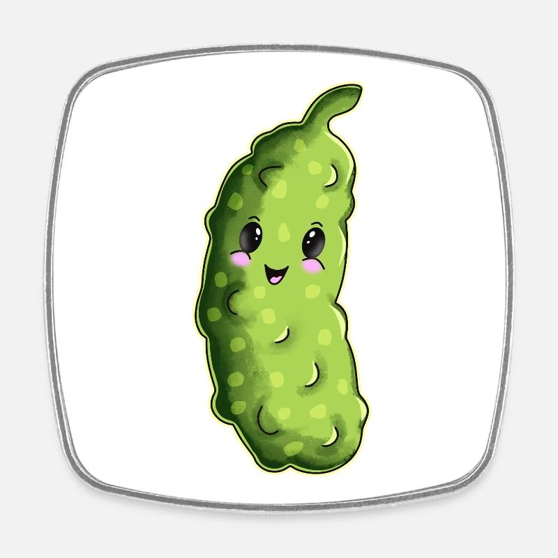 Cuddly Cucumber Cartoon - Square fridge magnet - white