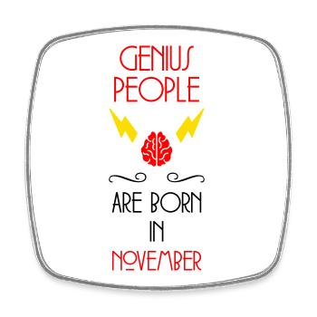 Genie Born November Baby Gift - Square fridge magnet - white - Front