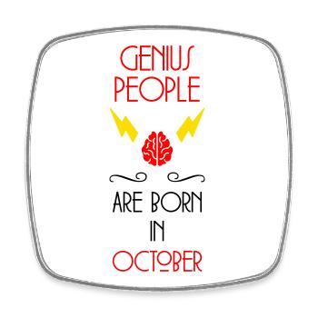 Genie Born October Baby Gift - Square fridge magnet - white - Front