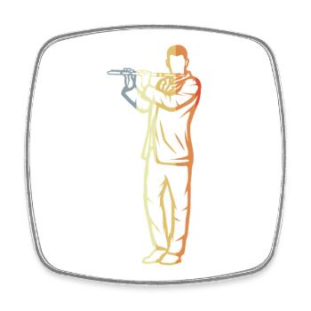 Funny Flute Boy - Square fridge magnet - white - Front