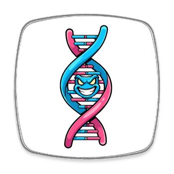 Neon-DNA mit grimmigem Gesicht - Viereckiger Kühlschrankmagnet - Weiß - Vorne