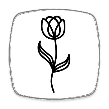 Minimalistische Tulpe - Viereckiger Kühlschrankmagnet - Weiß - Vorne