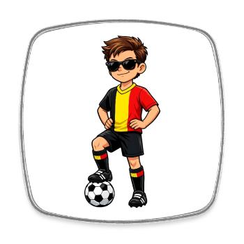 Football Boy Belgium Fan Belgian Flag - Square fridge magnet - white - Front