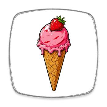 Erdbeere Eis Kugel - Square fridge magnet - white - Front