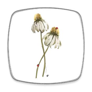 Illustration de la fleur des coccinelles rouges sur échinacée - Magnet carré - blanc - Devant
