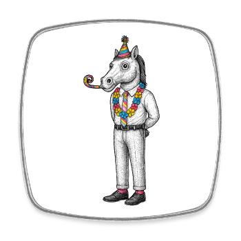 Harlequin Horse in Party Attire - Square fridge magnet - white - Front