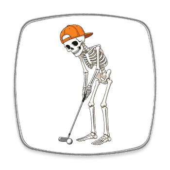 Golf-Skelett Halloween-gruseliger Golfer - Viereckiger Kühlschrankmagnet - Weiß - Vorne