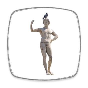 Statue romaine avec colombe sur la tête - Magnet carré - blanc - Devant