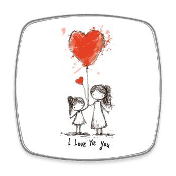 Heart Balloon Mother and Child Illustration for Love - Square fridge magnet - white - Front