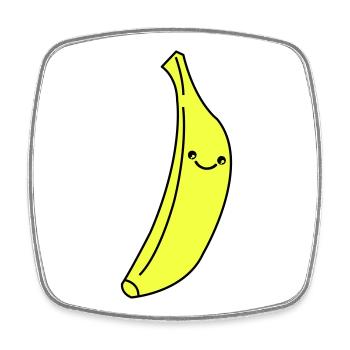 Banane Kawaii en jaune fluo - Magnet carré - blanc - Devant