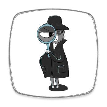 Llama detective with magnifying glass - Square fridge magnet - white - Front