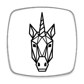 Geometrischer Einhornkopf Linienkunst (black) - Viereckiger Kühlschrankmagnet - Weiß - Vorne