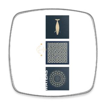 Deep Waters Trio - Square fridge magnet - white - Front