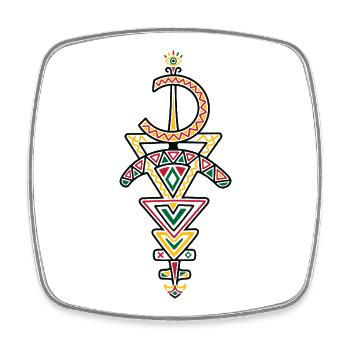 Figure tribale Amazigh géométrique et colorée - Magnet carré - blanc - Devant