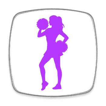 Cheerleader Silhouette mit Pomponen - Viereckiger Kühlschrankmagnet - Weiß - Vorne
