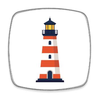 Icône de la ligne de phare Symbole vectoriel de balise côtière - Magnet carré - blanc - Devant