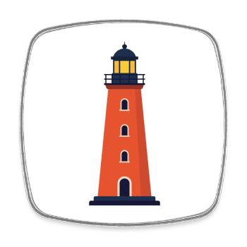 Lighthouse Line Icon Coastal Beacon Vector Symbol  - Square fridge magnet - white - Front