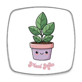 Plant Mom Kawaii Potted Plant - Square fridge magnet - white - Front