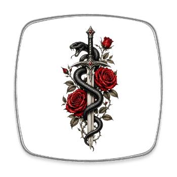 Serpent des Roses Épées - Magnet carré - blanc - Devant