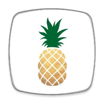 Décoration à l’ananas Gołd fête exotique sucrée d’été - Magnet carré - blanc - Devant