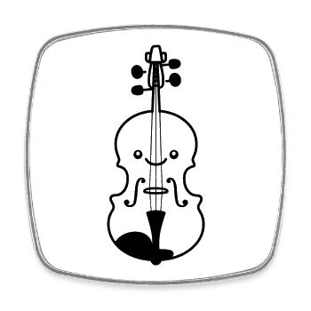 Style de dessin animé au violon - Magnet carré - blanc - Devant