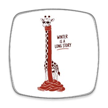 Wintergiraffe: Rothals - Viereckiger Kühlschrankmagnet - Weiß - Vorne