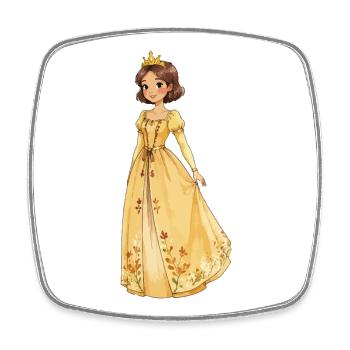 Gelbe Prinzessin Robe mit Blüten - Viereckiger Kühlschrankmagnet - Weiß - Vorne