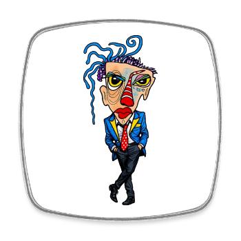 Style artistique bizarre de clown en costume - Magnet carré - blanc - Devant