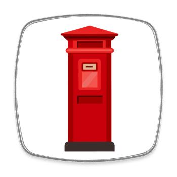 Boîte postale - Magnet carré - blanc - Devant