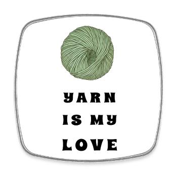 La laine, c’est mon amour – Crochet & tricot - Magnet carré - blanc - Devant