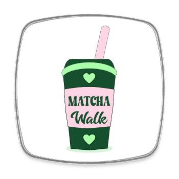 Matcha Tea Walk - Magnet carré - blanc - Devant