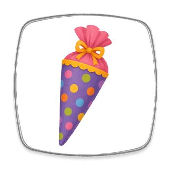 Colourful school cone for the first day of school - Square fridge magnet - white - Front