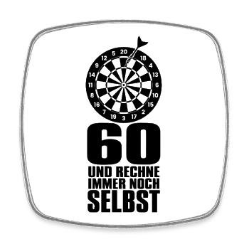 Dartspieler 60 Jahre – Geschenk für Opa & Papa - Viereckiger Kühlschrankmagnet - Weiß - Vorne