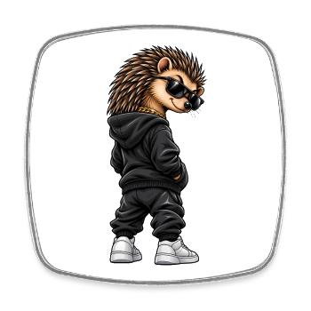Igel im Streetstyle – Frecher Gangster-Look - Viereckiger Kühlschrankmagnet - Weiß - Vorne