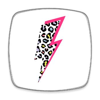 Motif léopard éclair Couleurs pastel avec rose fluo - Magnet carré - blanc - Devant