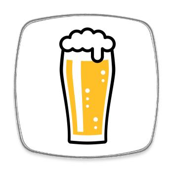 Verre à bière (Bière / Willibecher / 2C) - Magnet carré - blanc - Devant