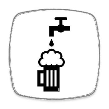 Beer Mug & Tap (Keg Beer / Draught Beer / Black) - Square fridge magnet - white - Front