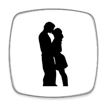 Couple amoureux baiser 17 - Magnet carré - blanc - Devant