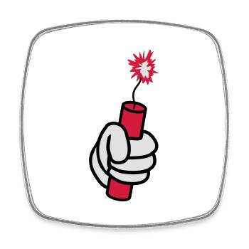 hand held tnt dynamite explode ex - Square fridge magnet - white - Front
